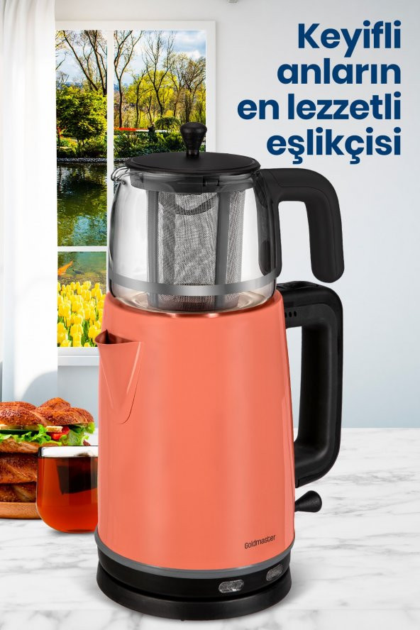 GoldMaster Emirgan Mercan Geniş Hazneli Paslanmaz Çelik Çay Makinesi Ve Su Isıtıcısı - 5