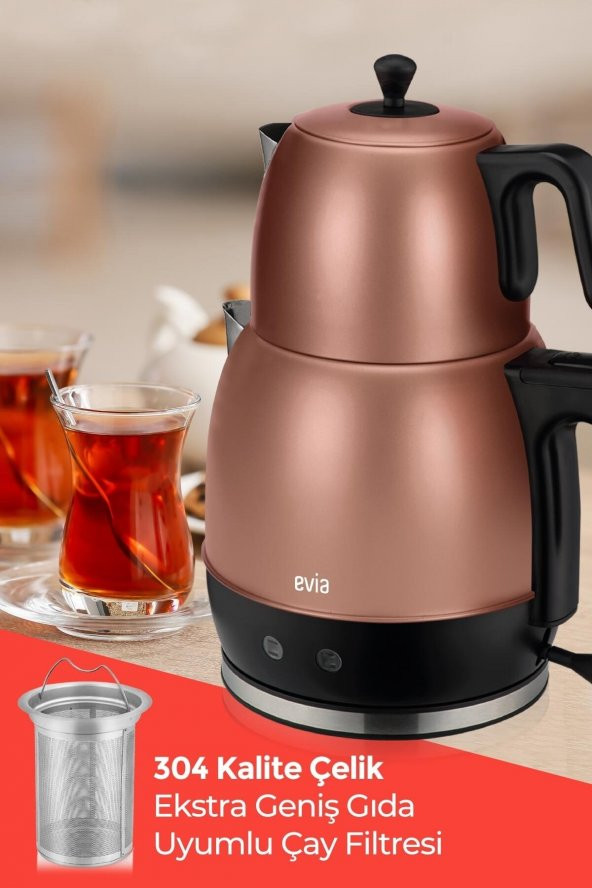 Evia Ladem Gold Geniş Kapasiteli Paslanmaz Çelik Çay Makinesi Ve Su Isıtıcısı - 5