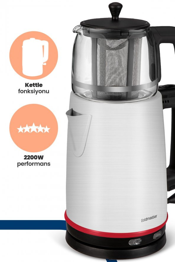 GoldMaster Emirgan Inox Geniş Hazneli Paslanmaz Çelik Çay Makinesi Ve Su Isıtıcısı - 2