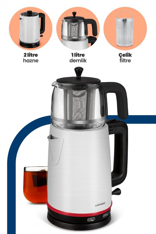 GoldMaster Emirgan Inox Geniş Hazneli Paslanmaz Çelik Çay Makinesi Ve Su Isıtıcısı - 4