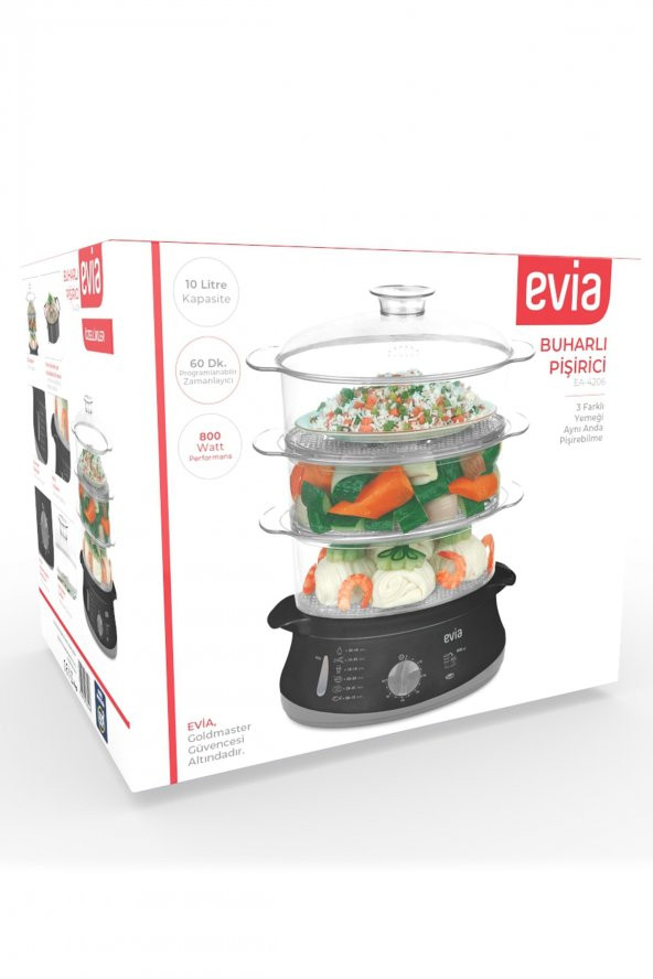 Evia 60 Dakika Zaman Ayarlı 10 Litre Bpa Içermeyen Buharlı Pişirici - Resim 7