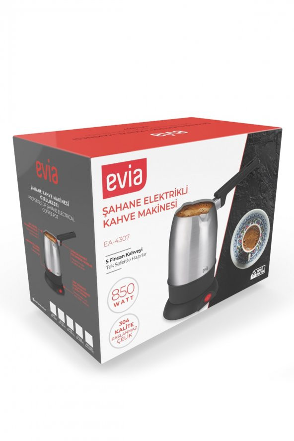 Evia Şahane Vişne Kırmızı  Çift Ağızlı Paslanmaz Çelik Elektrikli Cezve - 3