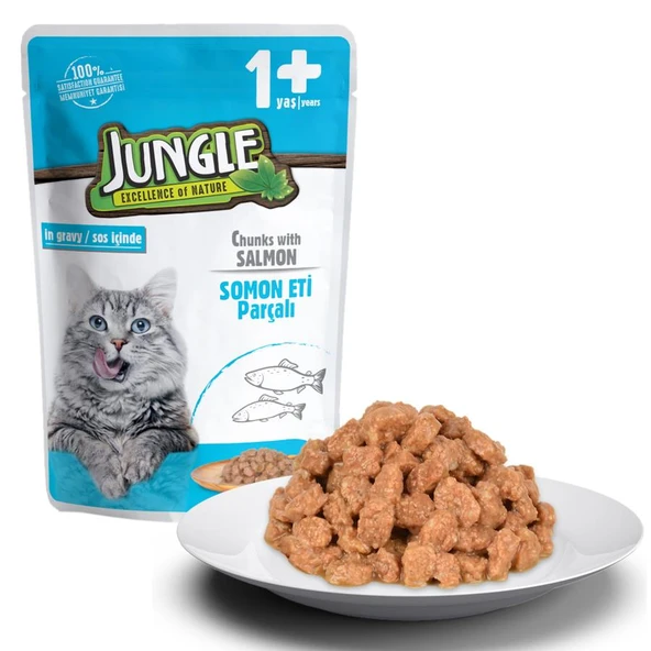Jungle Pouch Somonlu Kedi Konserve 100 gr - Resim 3