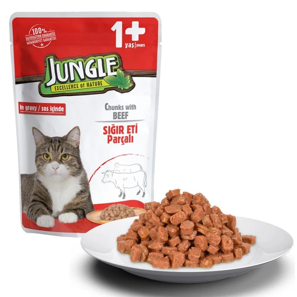 Jungle Pouch Biftekli Kedi Konserve 100 gr - Resim 3