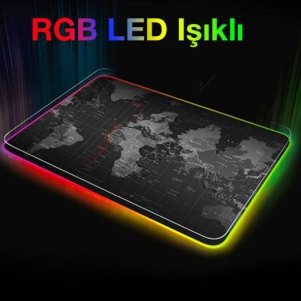 Polham RGB Işıklı Mouse Pad, 14 Işık Modlu Kaymaz Tabanlı Kauçuk Kumaş Mouse Pad 300*250*4MM - 3