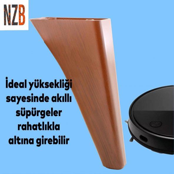 Lüks Mobilya Kanepe Sehpa TV Ünitesi Koltuk Ayağı 20 cm Kahverengi Oval Baza Ayak - 3