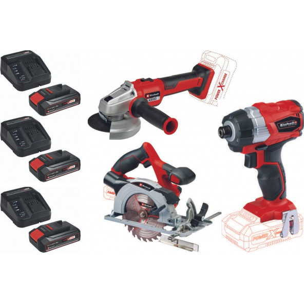 Einhell Te-Cı 18 Bl Vidalama Axxio 18/115 Q Avuç Taşlama Te-Cs 18/150 Daire Testere 3X2.5ah Akülü Set