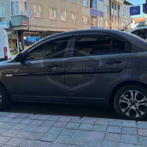 Hyundai Accent Era 2006-2012 Uyumlu Mugen Cam Rüzgarlığı Seti Piano Black 4lü İthal - 6