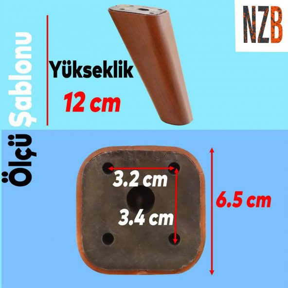 Lüks Mobilya Kanepe Sehpa TV Ünitesi Koltuk Ayağı 12 cm Kahverengi Oval Baza Ayak - 2