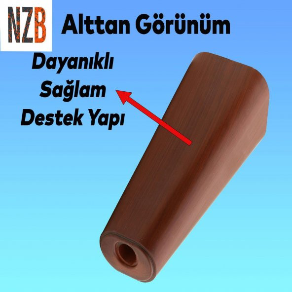 Lüks Mobilya Kanepe Sehpa TV Ünitesi Koltuk Ayağı 12 cm Kahverengi Oval Baza Ayak - 3