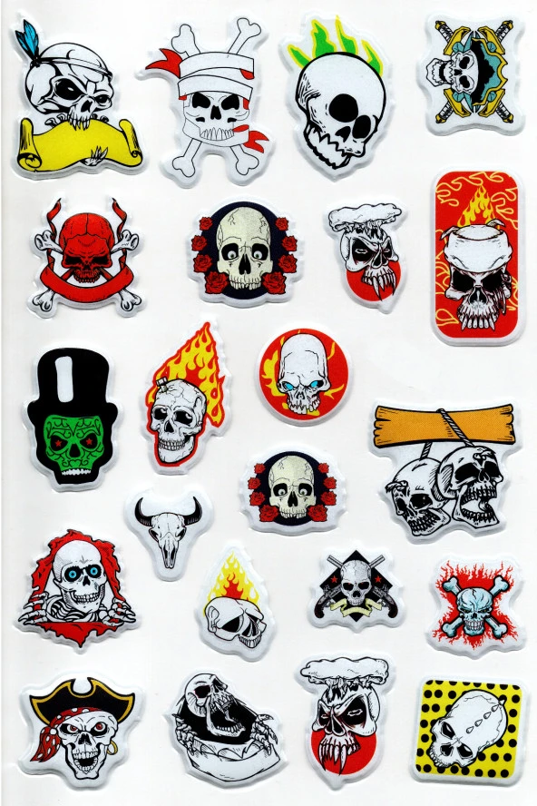 Sticker Kabartmalı A4 boyutunda Stiker Defter, planlayıcı etiket, -(Lim028) - Kurukafa