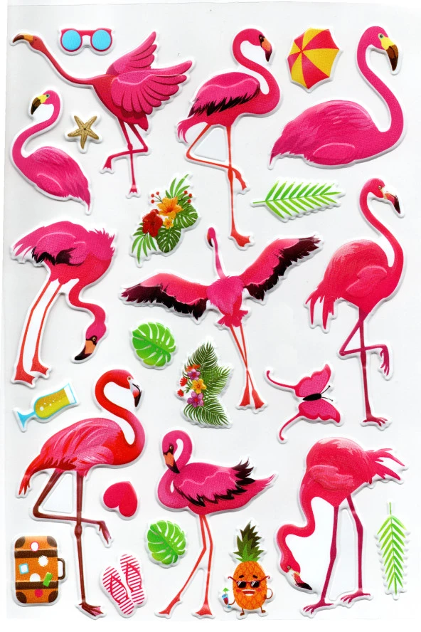 Sticker Kabartmalı A4 boyutunda Stiker Defter, planlayıcı etiket, -(Lim209) - Flamingo