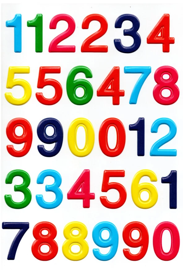 Sticker Kabartmalı A4 boyutunda Stiker Defter, planlayıcı etiket, -(Lim071) - Sayı Rakamlar
