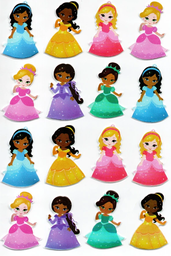 Sticker Kabartmalı A4 boyutunda Stiker Defter, planlayıcı etiket, -(Lim062) - Prenses