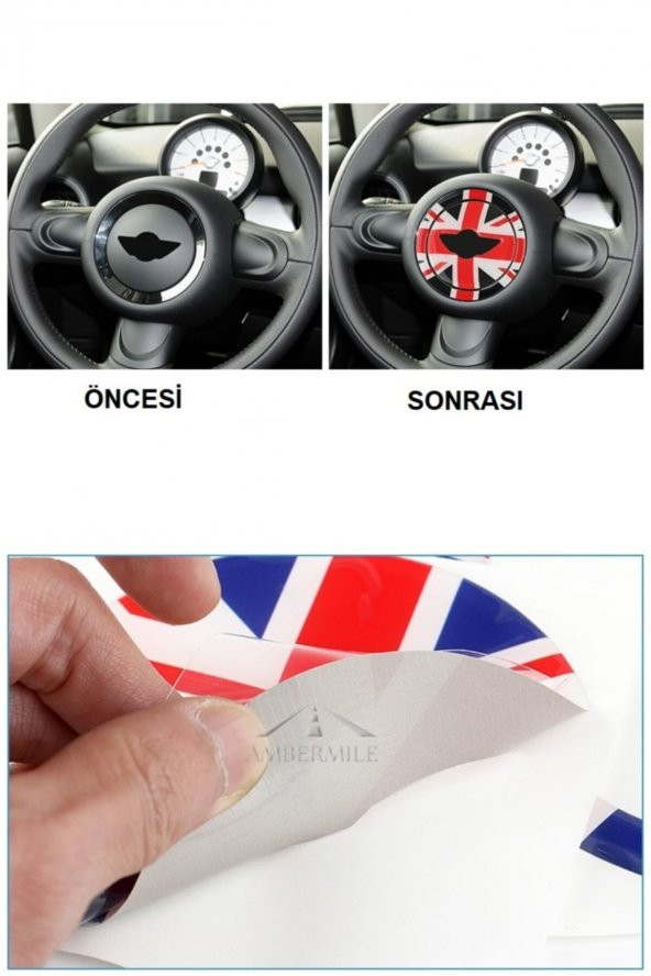 Mini Cooper Countryman 3d Ingiliz Bayrak Araba Direksiyon Amblem Yapışkanı - 2