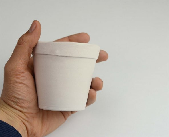 Minyatür Mini Saksı Boyanabilir Obje Seramik Bisküvi 8 cm (Ham Ürün) - 5
