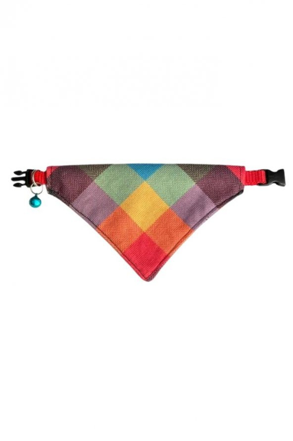 Cocopet Kare Desenli Ayarlanabilir Fular Bandana Kedi Tasması