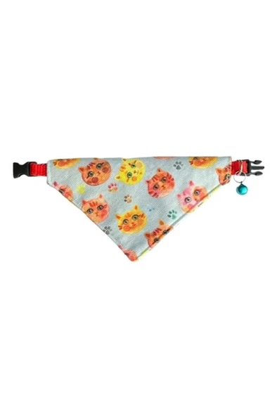 Coco Pet Fular Kedi Desenli Ayarlanabilir Bandana Kedi Tasması ürün görseli