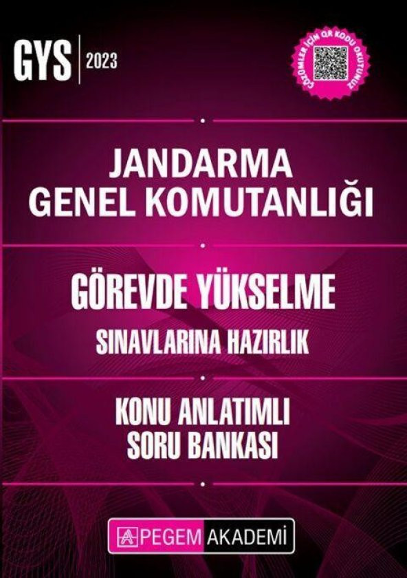 2023 Jandarma Genel Komutanlığı GYS Konu Anlatımlı Soru Bankası Pegem Yayınları