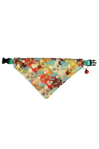 Coco Pet Fular Desenli Ayarlanabilir Bandana Kedi Tasması ürün görseli 1