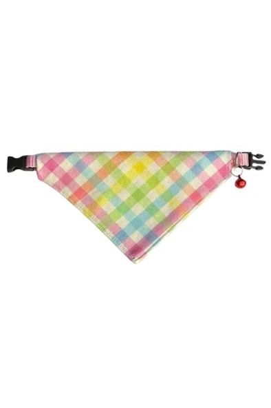 Coco Pet Fular Renkli Kare Desenli Ayarlanabilir Bandana Kedli Tasması ürün görseli
