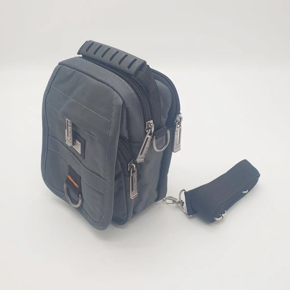 Yatay Fermuarlı Kapaklı Mini Boy Erkek El Çantası - 9