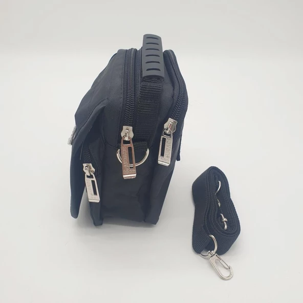 Yatay Fermuarlı Kapaklı Mini Boy Erkek El Çantası - 11