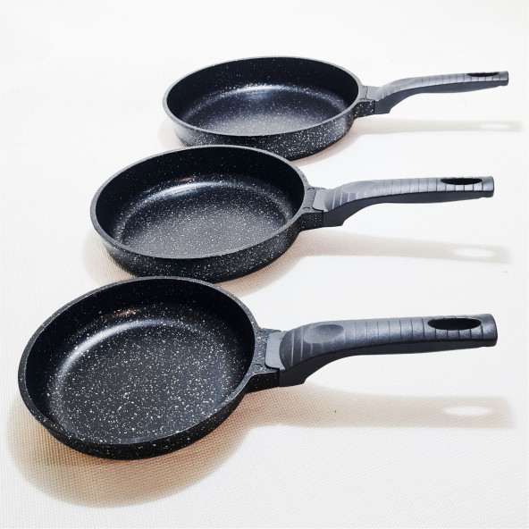 Bakalit Sap Döküm Granit Kaplama Yanmaz Yapışmaz Kalın Tava Seti - 2