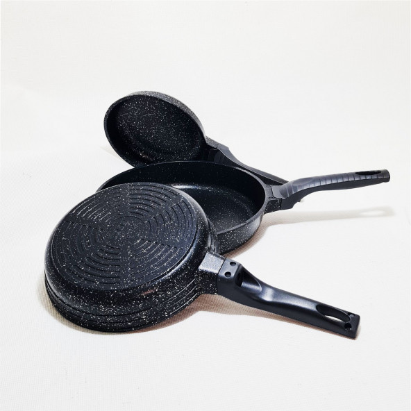 Bakalit Sap Döküm Granit Kaplama Yanmaz Yapışmaz Kalın Tava Seti - 3