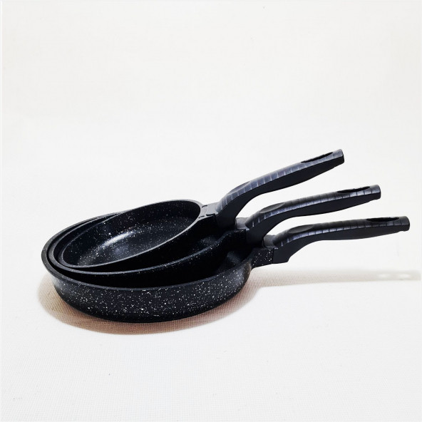 Bakalit Sap Döküm Granit Kaplama Yanmaz Yapışmaz Kalın Tava Seti - 4