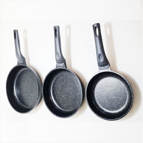 Bakalit Sap Döküm Granit Kaplama Yanmaz Yapışmaz Kalın Tava Seti - 5