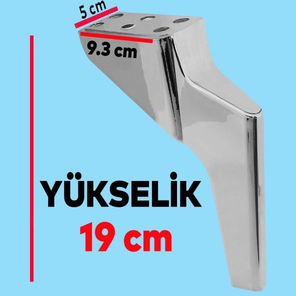 Lüks Mobilya Kanepe Sehpa TV Ünitesi Koltuk Ayağı 19 cm Krom Baza Ayak - 3