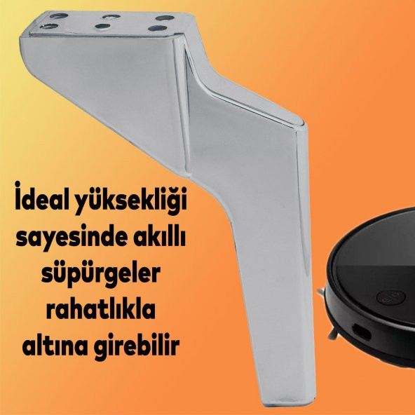 Lüks Mobilya Kanepe Sehpa TV Ünitesi Koltuk Ayağı 19 cm Krom Baza Ayak - 4