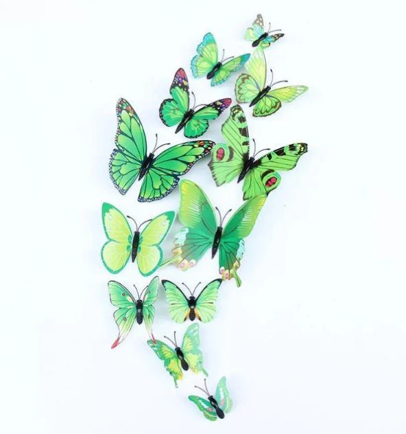 3D PVC Manyetik Kelebek 12 li Duvar Süsleme Dekorasyon Model L1 - 5
