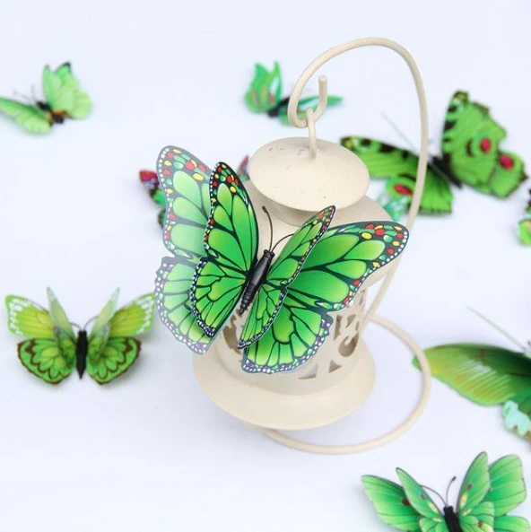 3D PVC Manyetik Kelebek 12 li Duvar Süsleme Dekorasyon Model L1 - 6