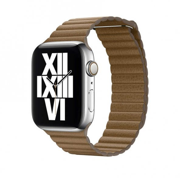 Apple Watch 44mm KRD-09 Mıknatıslı Deri Kordon - 10