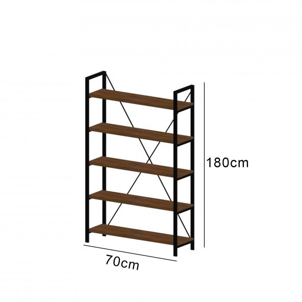 WOOD HOUSE - DENİZ METAL 5 RAFLI KİTAPLIK-BEYAZ - 3