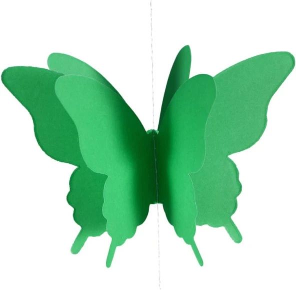 Düğün Doğum Günü Parti Dekoru Kağıt Kelebek Dizesi Çim Yeşili - 6