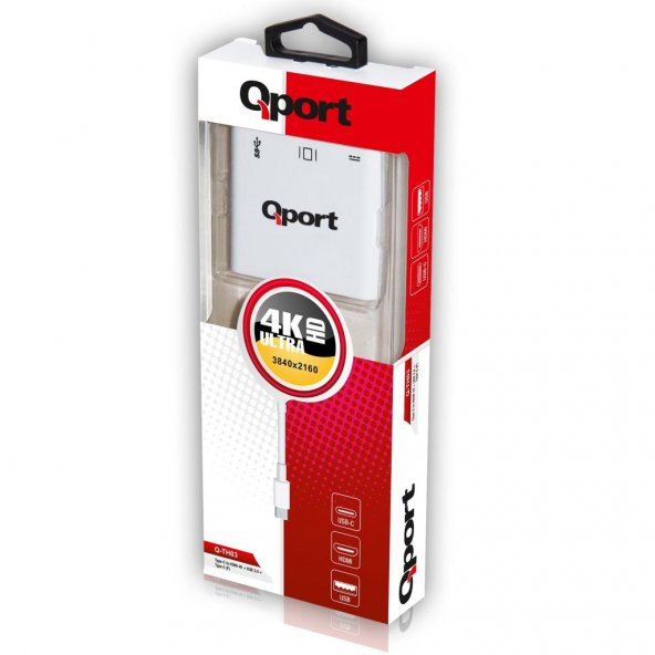 QPORT Q-TH03 TYPE C=>HDMI 4K+USB3.0+TYPE C(F) 4K Ç (Q-TH03) - 3