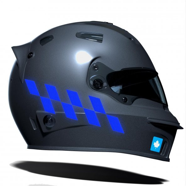 Reflektif Mavi Damalı Kask Motosiklet Sticker Takımı Çınar Extreme