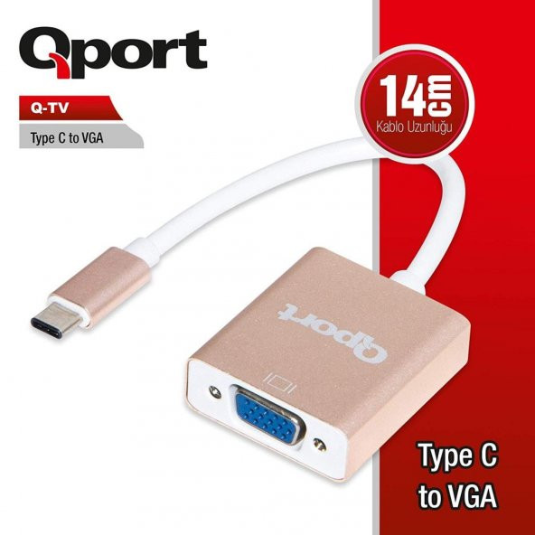 QPORT Q-TV USB TYPE-C => VGA (1920*1080P 60 HZ) ADAPTÖR
