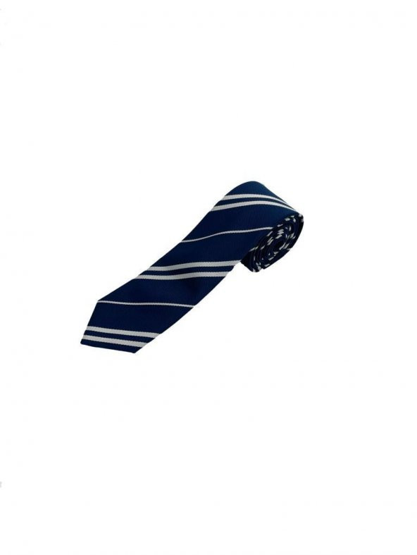 Brianze Lacivert Beyaz Çizgili Ravenclaw Slim Kravat - 2