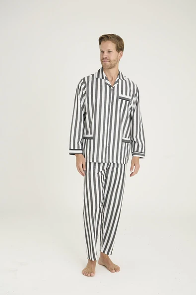 Gd Goldoremi 4007 Erkek Apaj Yaka Önden Düğmeli Gaffur Pijama Takım - 6