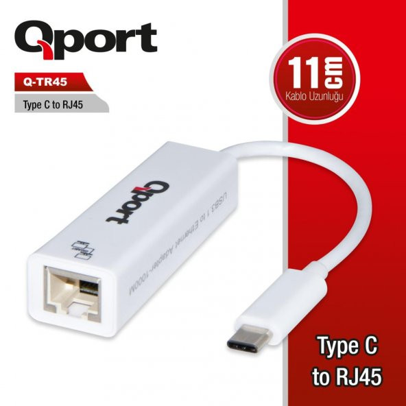 QPORT USB Type-C=>RJ45 G.BIT NETWORK ÇEVİRİCİ