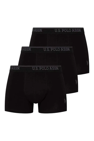 U.s Polo Assn. Erkek 3'lü Logolu Pamuklu Kutulu Rahat Esnek Boxer - 6