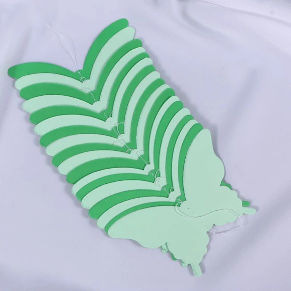 Düğün Doğum Günü Parti Dekoru Kağıt Kelebek Dizesi Degrade Yeşil - 5