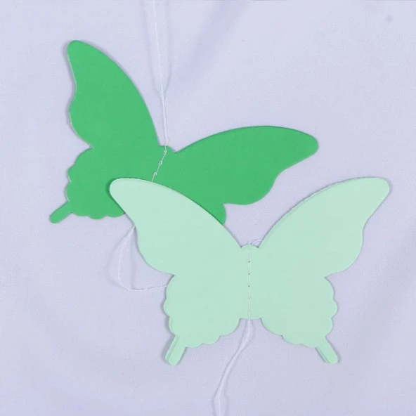 Düğün Doğum Günü Parti Dekoru Kağıt Kelebek Dizesi Degrade Yeşil - 8