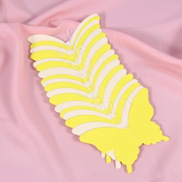 Düğün Doğum Günü Parti Dekoru Kağıt Kelebek Dizesi Degrade Sarı - 6