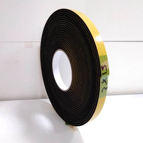 Contacall Kapı Pencere İzolasyon Bandı Yapışkan Sünger 3 mm Kalınlık 15 mm Genişlik 10 Metre Uzunluk / EPDM-3*15 - 3