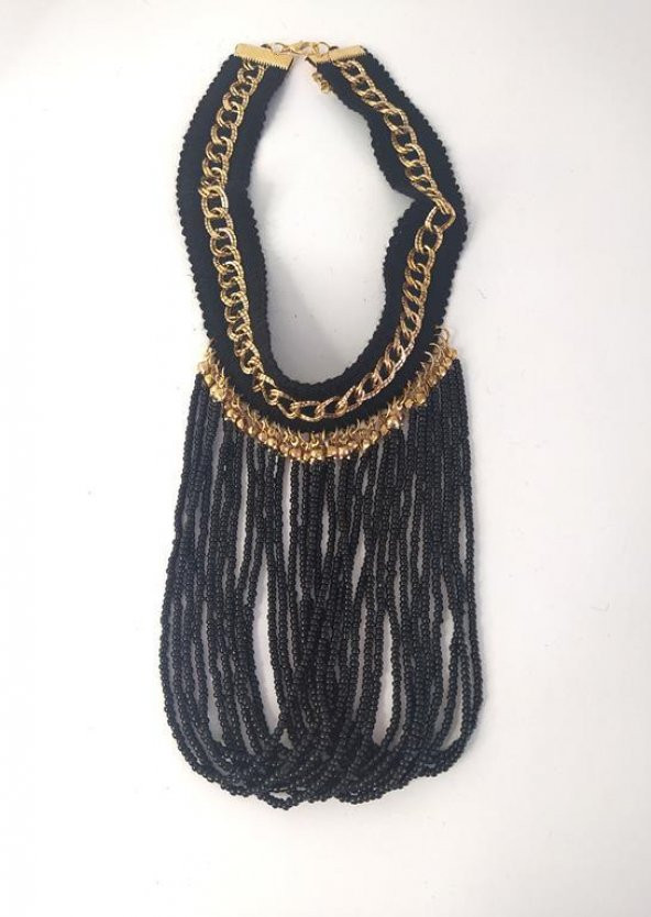 Kolye Gerdanlık Kadın Choker Bohem Kolyeler El Yapımı Uzun Püskül Boncuklar Bayan Kolye Takı Tasma - 3